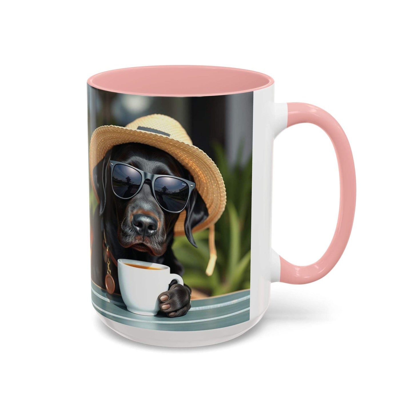 Coffee mug with playful dog design, 11/15oz, perfect for dog lovers and pet owners.