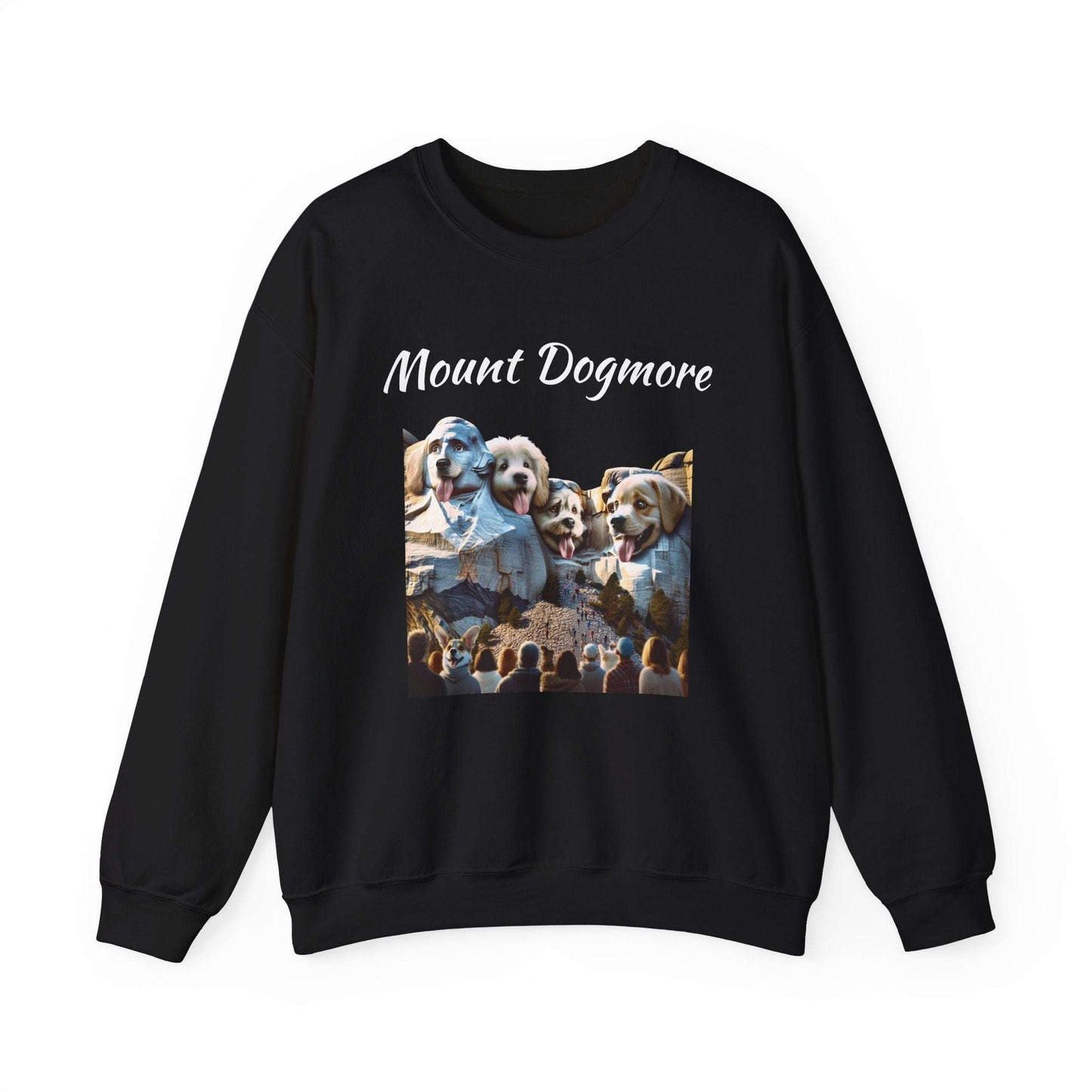 Unisex sweatshirt with playful "Mount Dogmore" design, made from sustainable cotton blend.