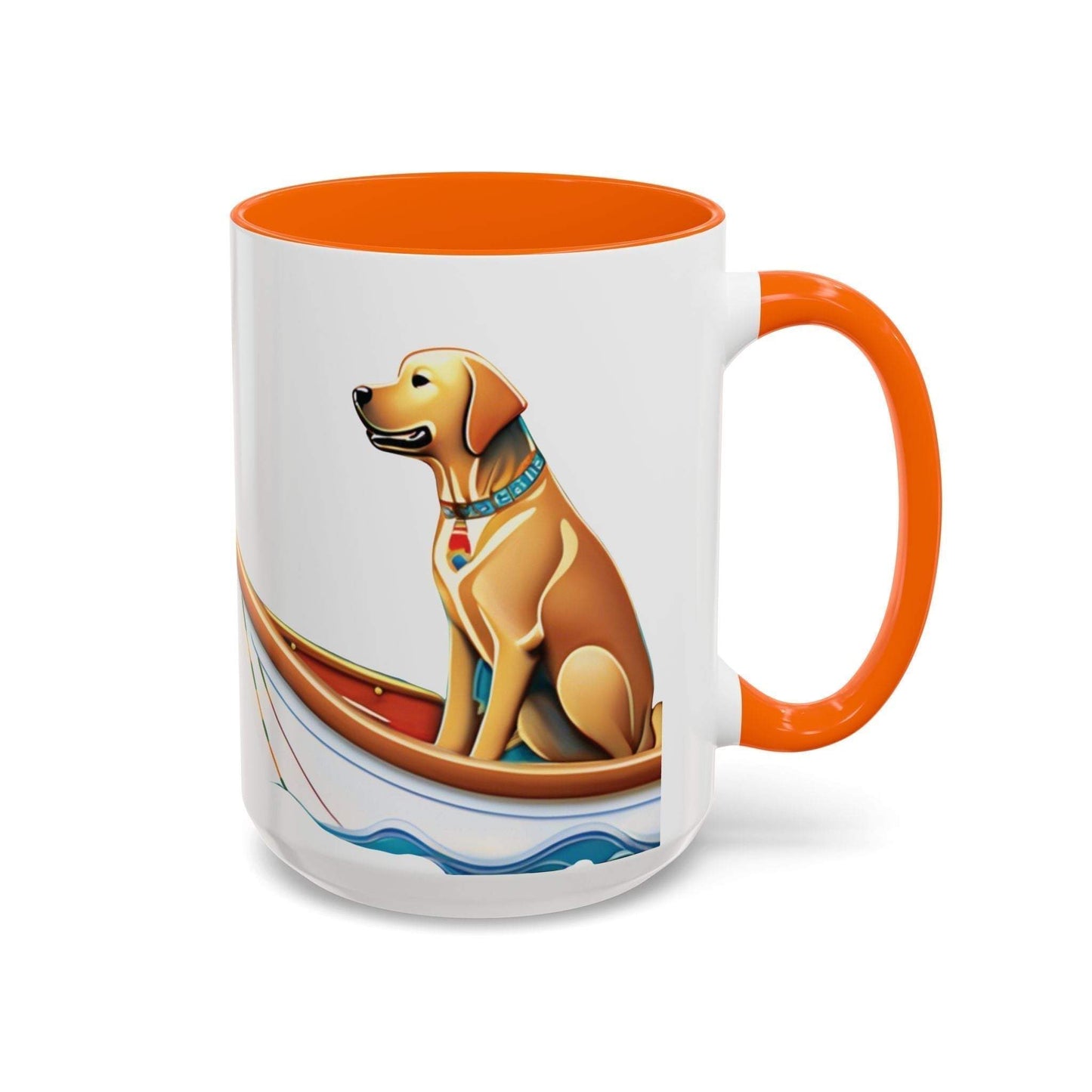 Nautical dog lover coffee mug with vibrant colors and playful design.