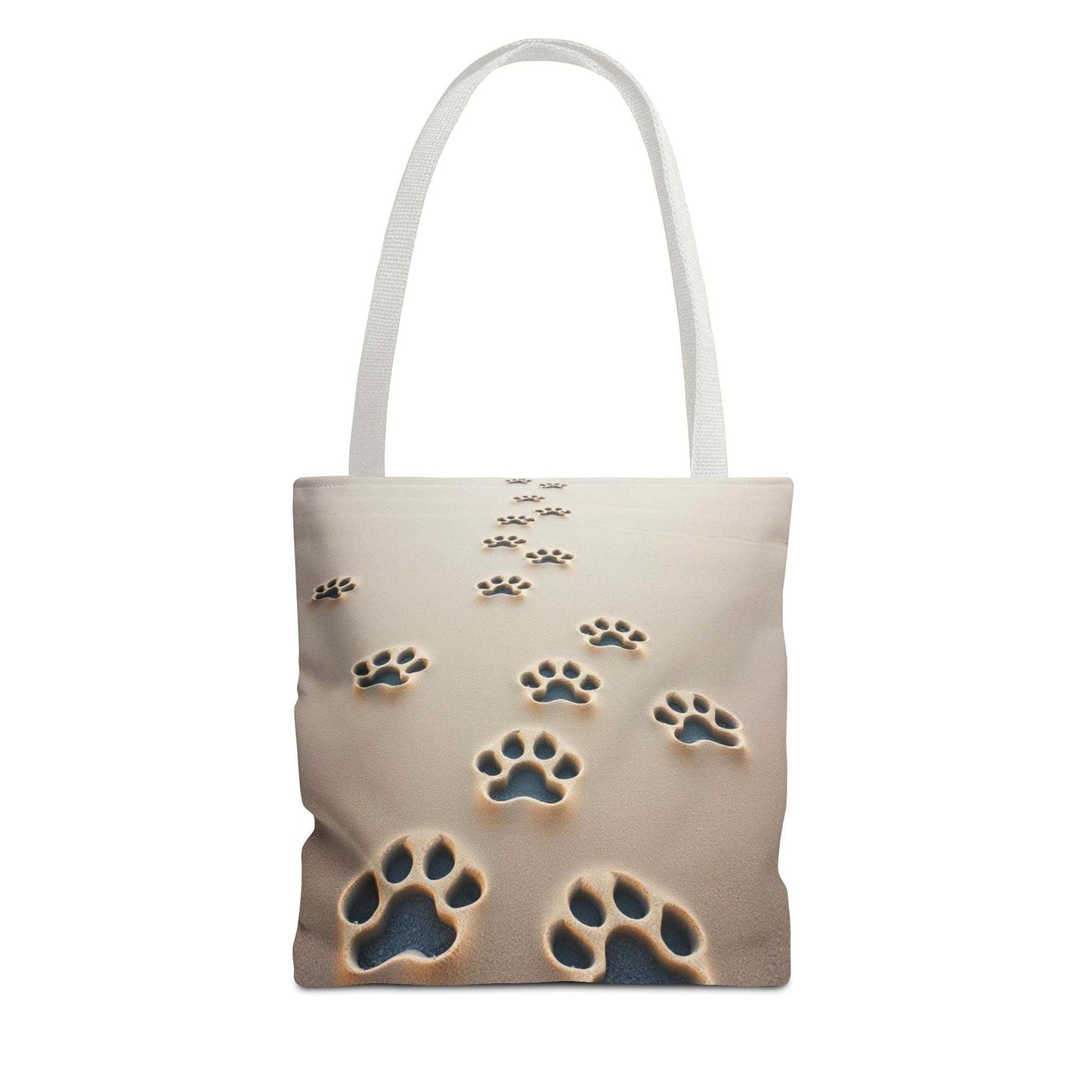 Paw print tote bag with white handles, ideal for pet lovers and dog walks.