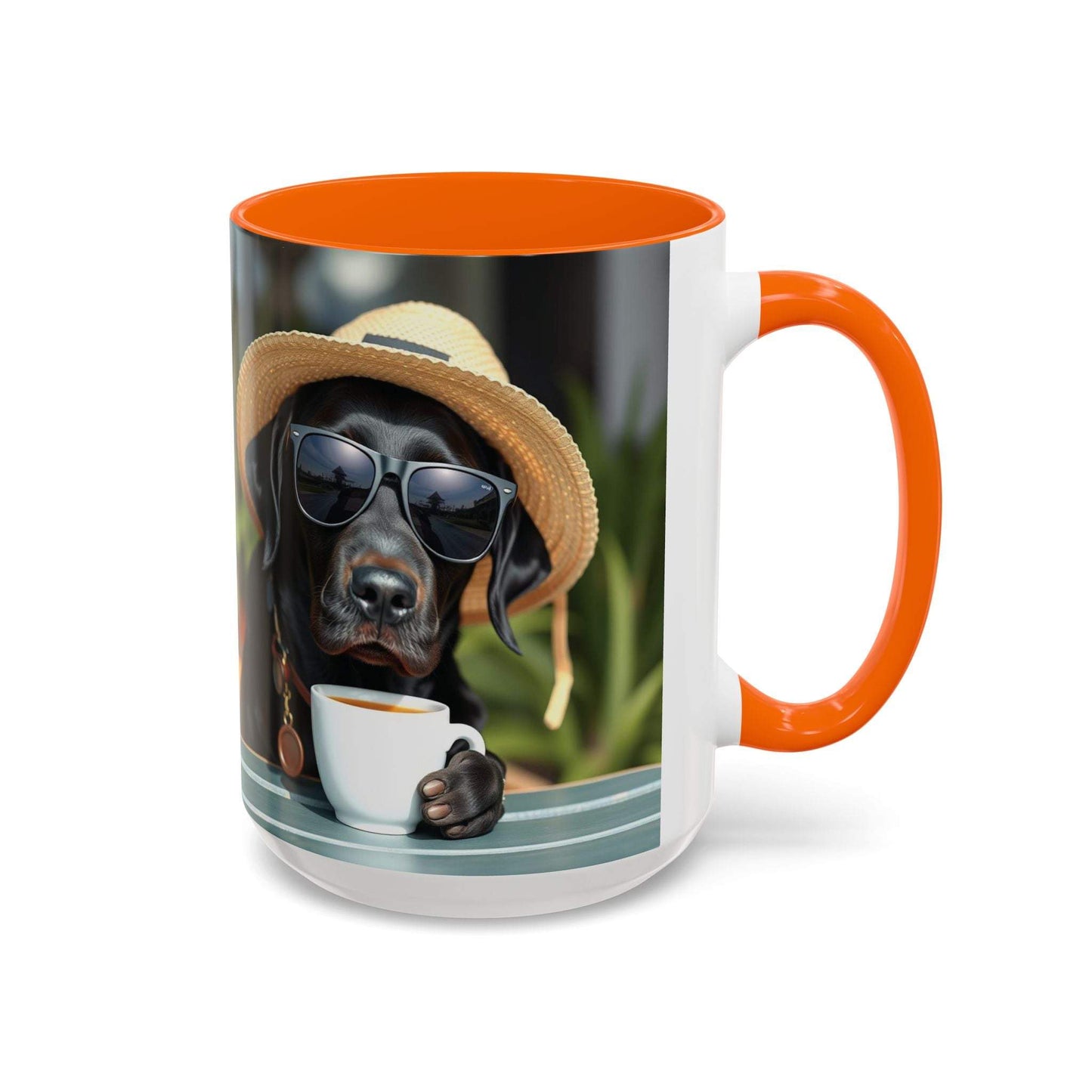 Coffee mug for dog lovers featuring playful dog design, 11/15oz, vibrant colors.