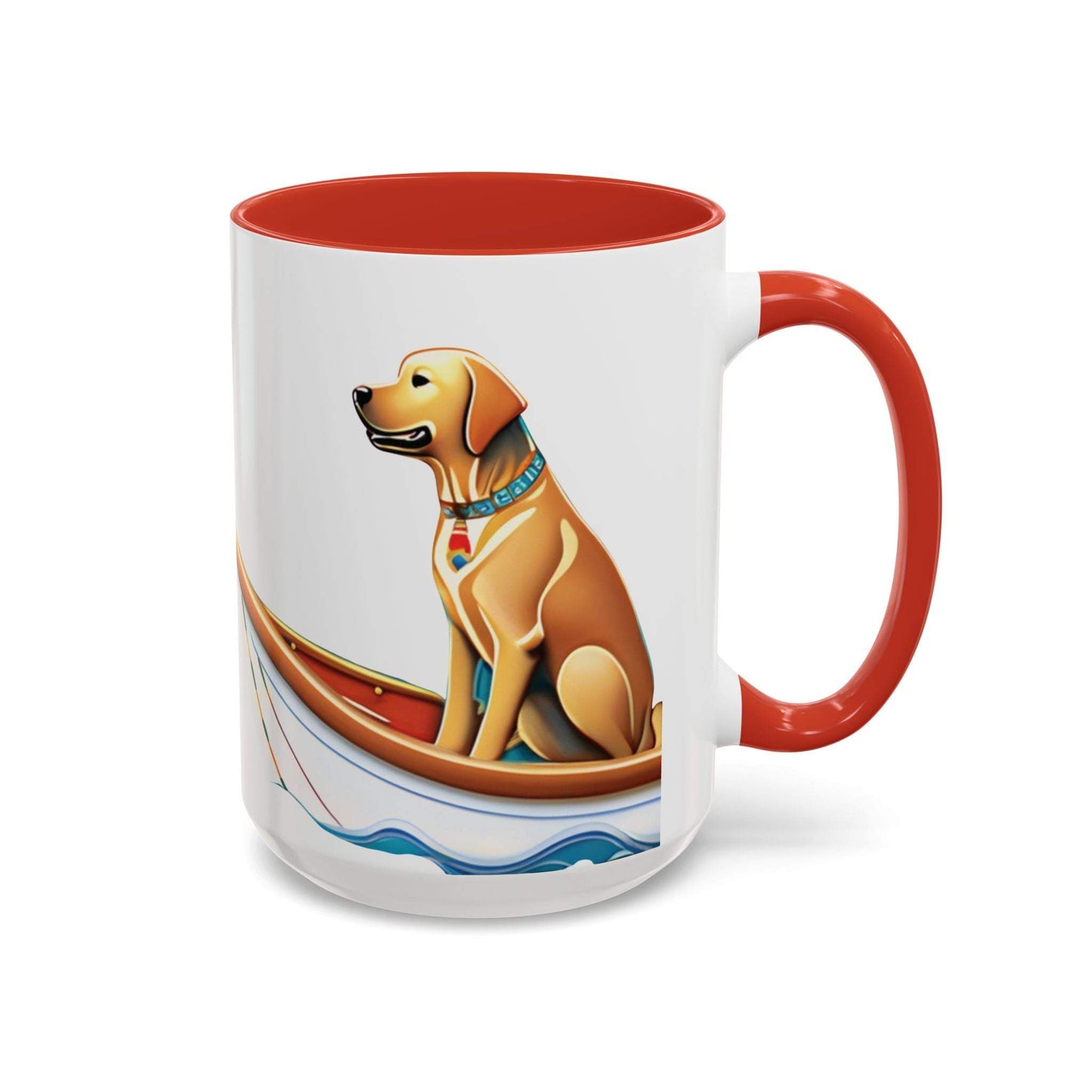 Nautical dog lover coffee mug with vibrant colors and ceramic design.