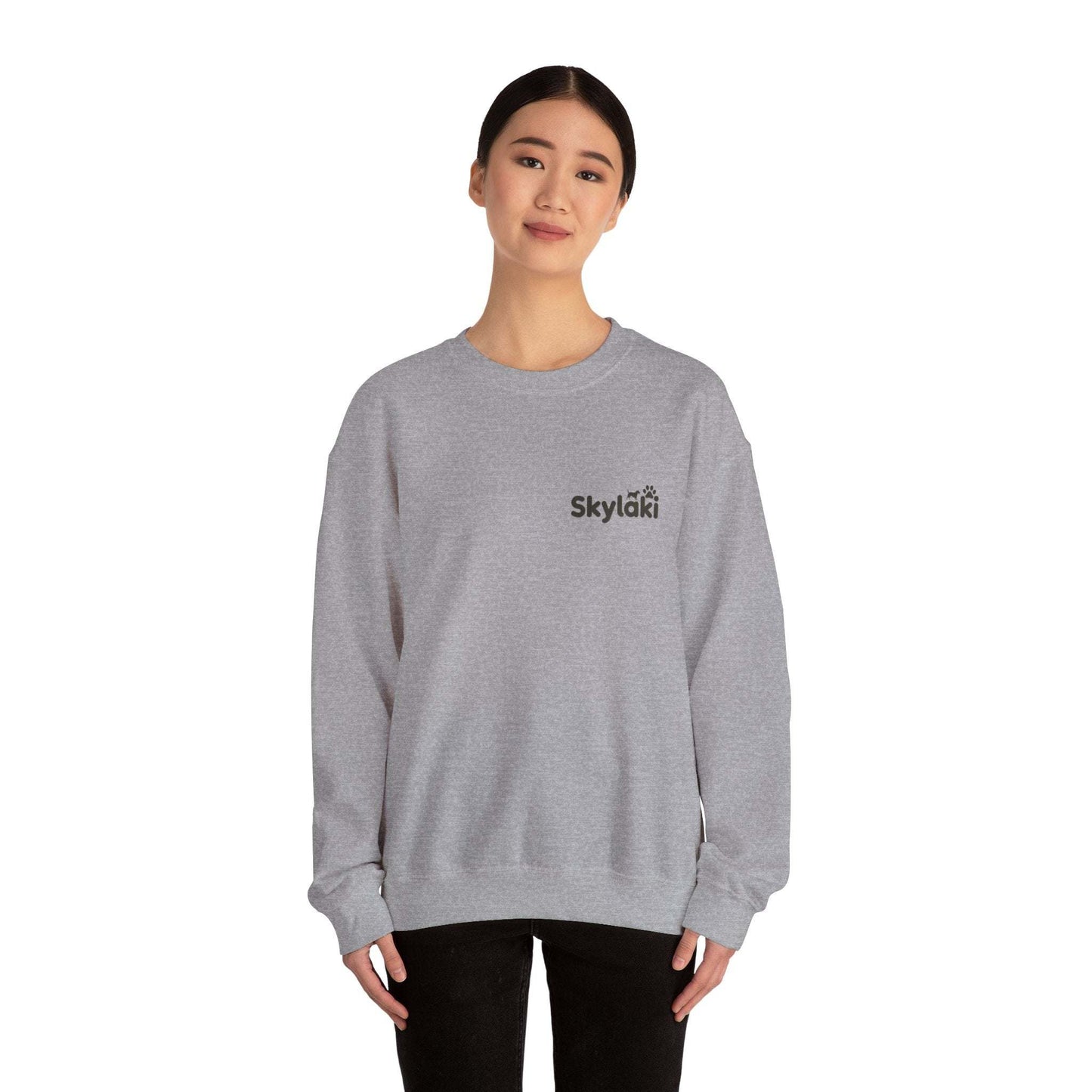 Skylaki Unisex Heavy Blend™ Crewneck Sweatshirt in gray, showcasing cozy comfort and everyday style.