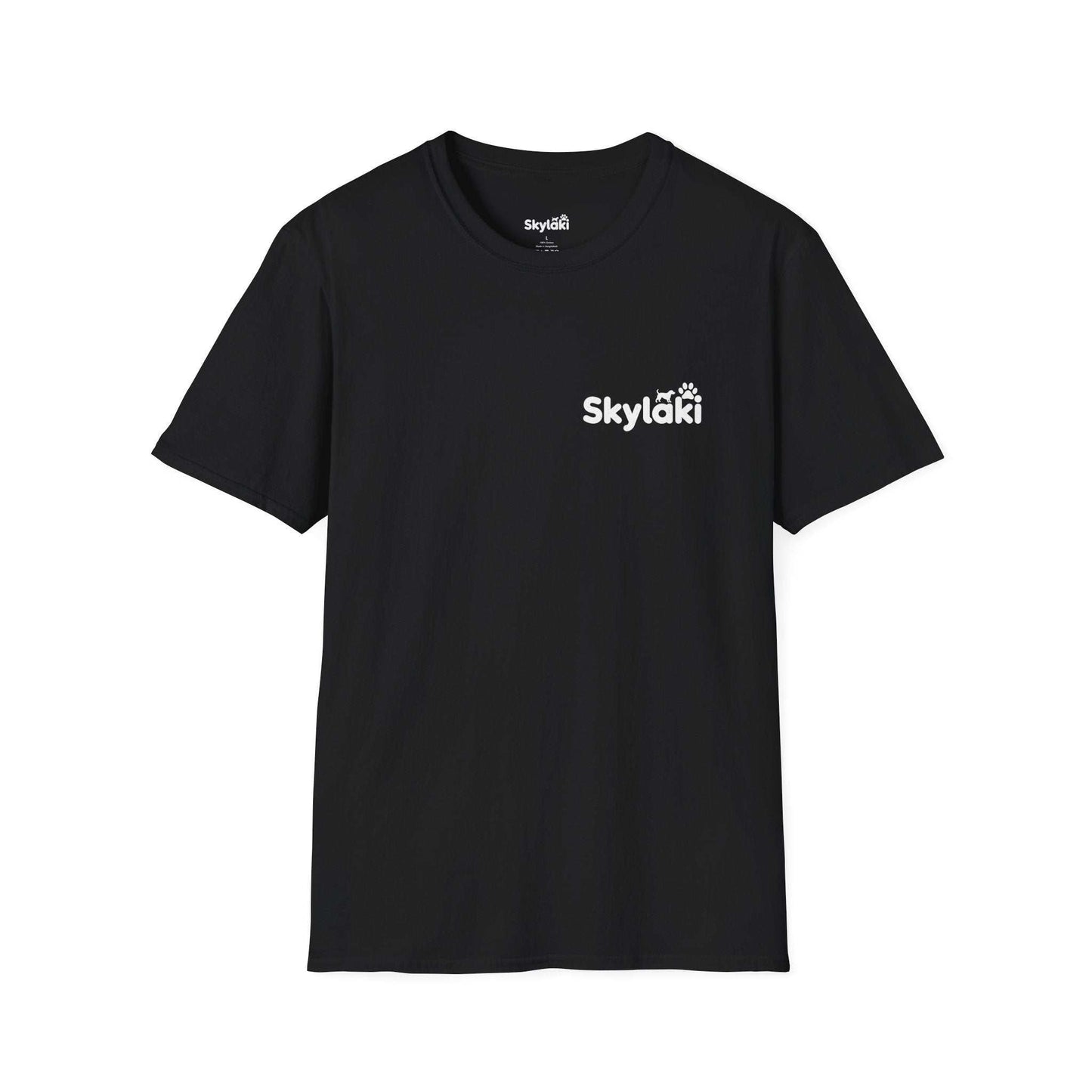 Unisex Softstyle T-Shirt in black with minimalist design, lightweight ring-spun cotton, classic fit, and crew neckline for casual everyday wear.