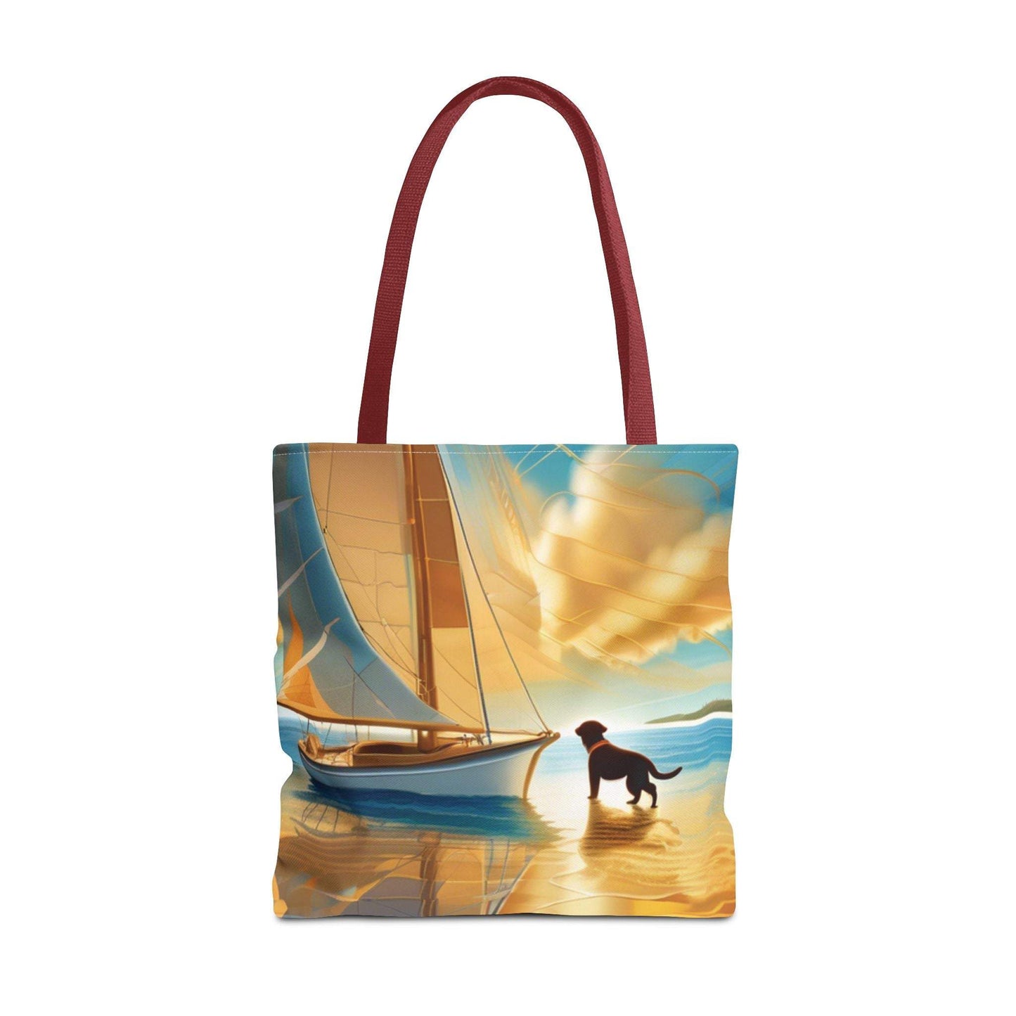 Tote Bag with Sailing Adventure Design and Dog, Perfect for Nature Lovers