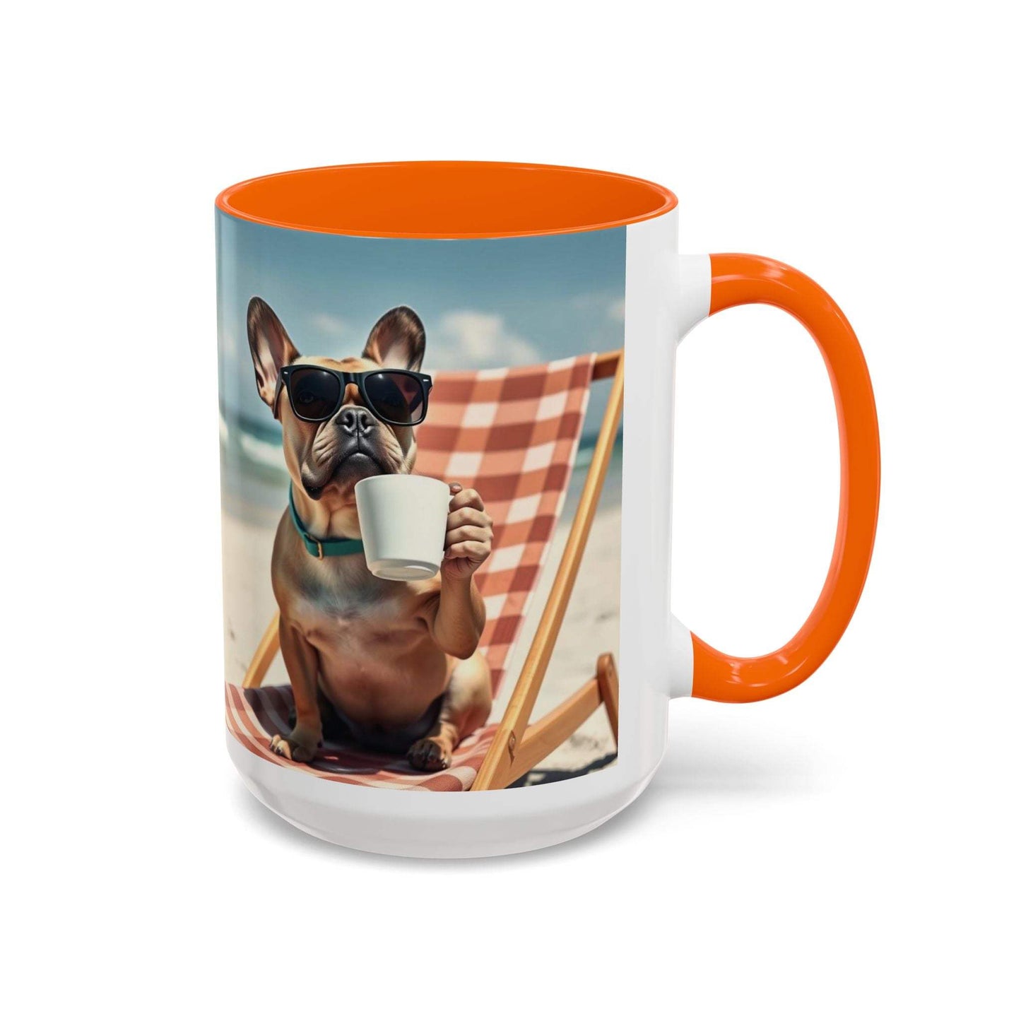 Vibrant Beach Dog Accent Coffee Mug with colorful design, perfect for pet lovers.