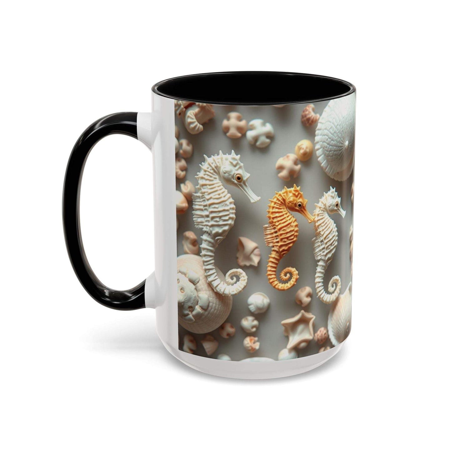 Seahorse Accent Coffee Mug with nautical design, ideal for beach lovers.