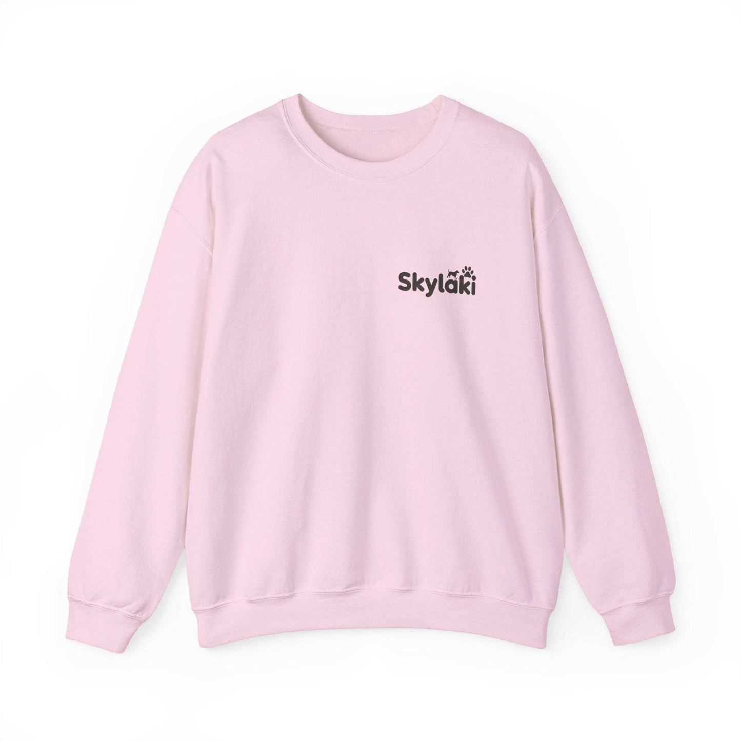 Skylaki Heavy Blend™ Crewneck Sweatshirt in pink, unisex style with logo, ideal for casual warmth.