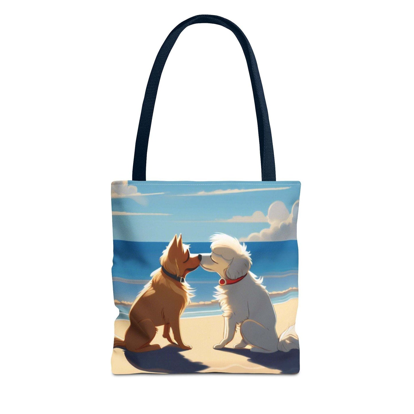 Stylish and durable everyday tote bag with beach pups design, available in three sizes.