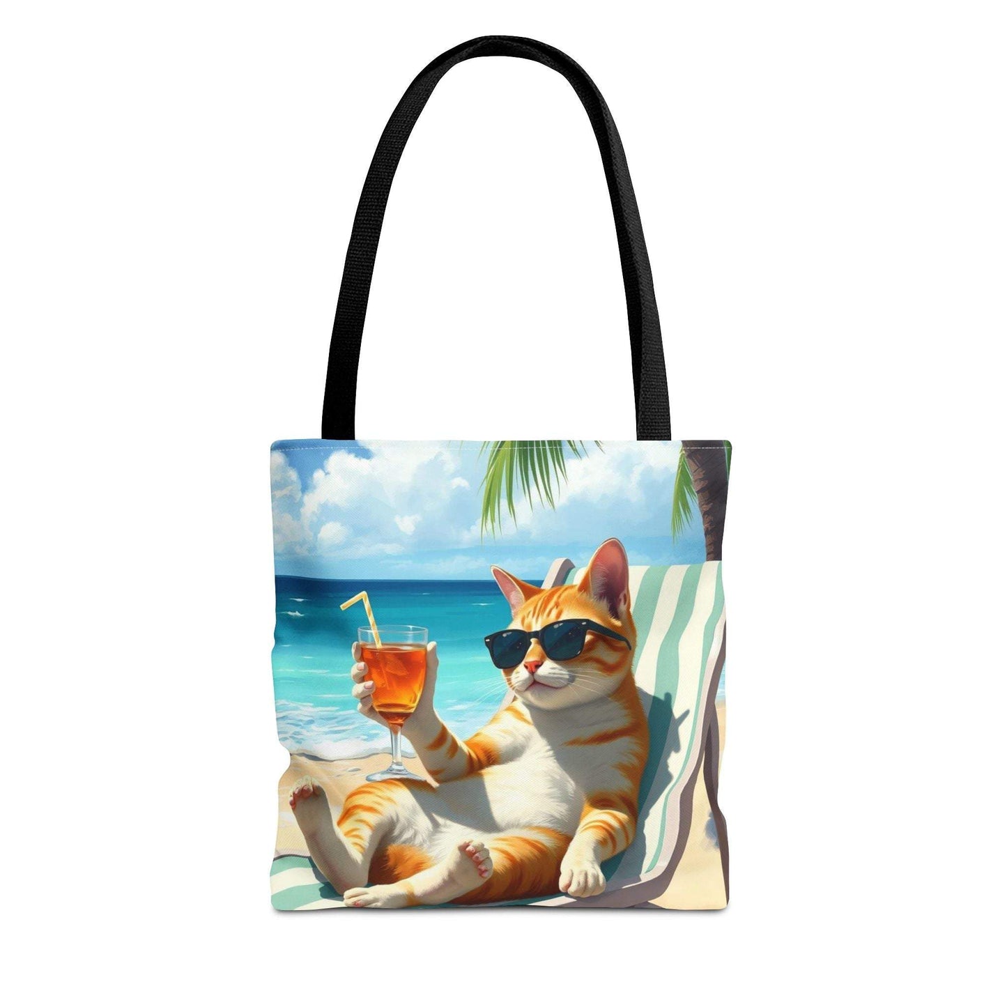 Cat Tote Bag with Relaxed Cat Design for Summer Adventures
