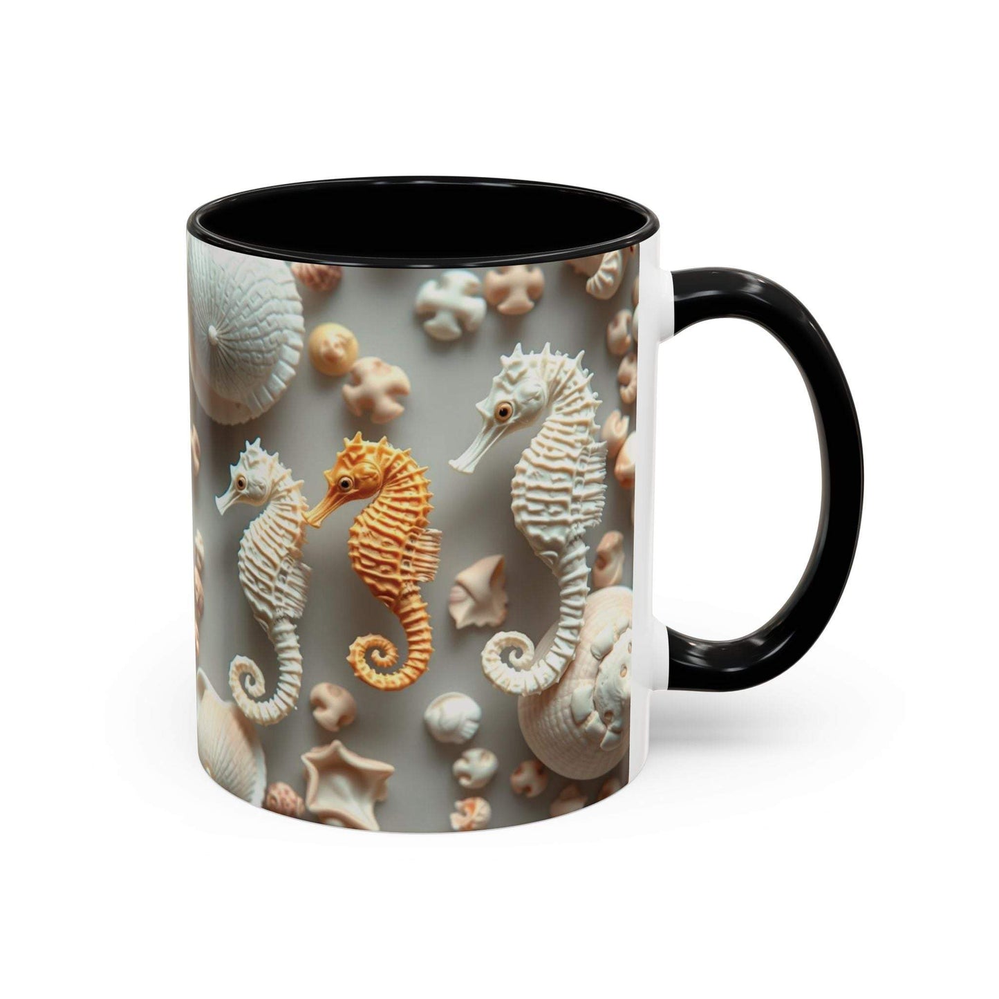 Seahorse Accent Coffee Mug with Nautical Design, Perfect for Beach Lovers