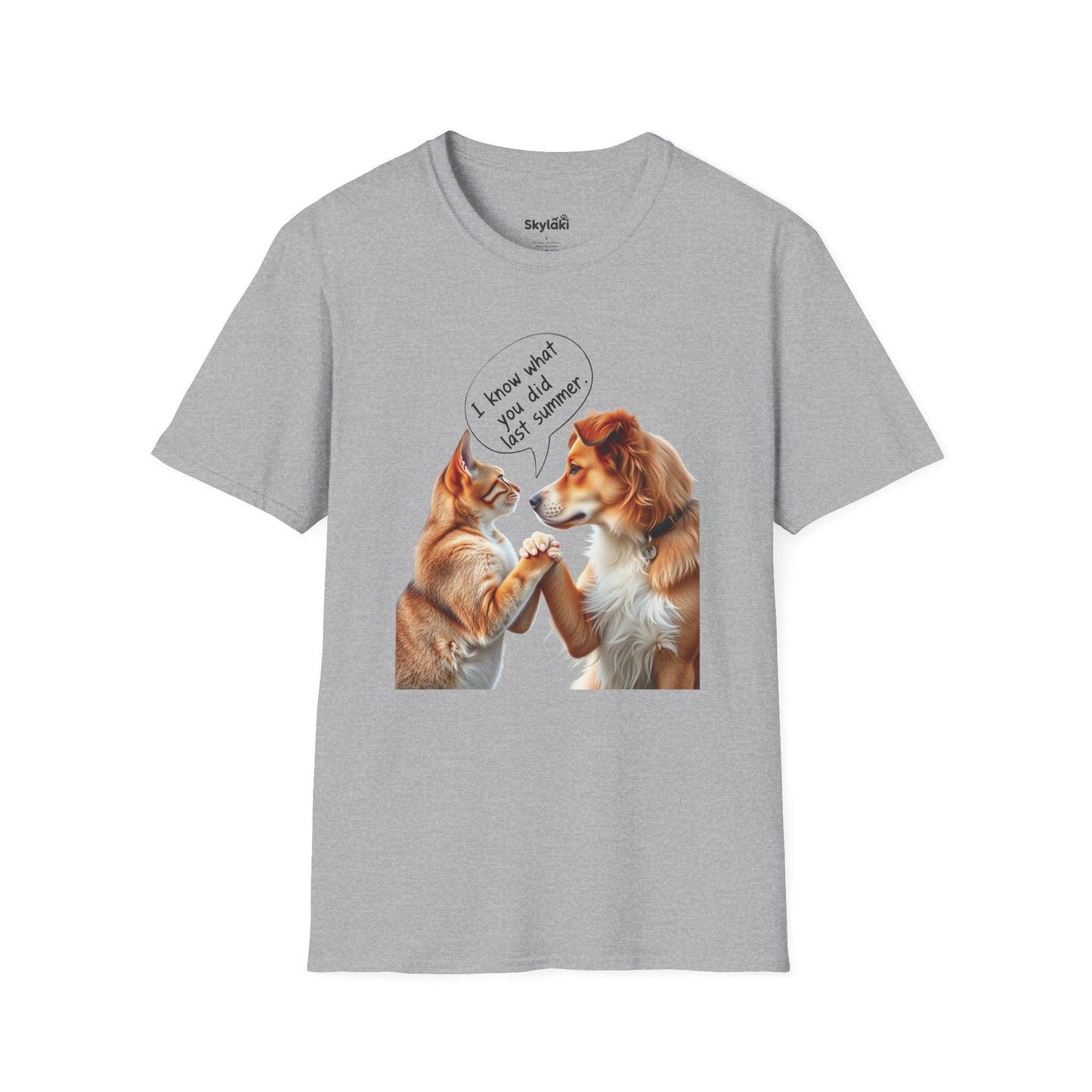 Funny Dog Quote Unisex T-Shirt with "I Know What You Did Last Summer!" graphic, perfect for dog lovers and humor enthusiasts.