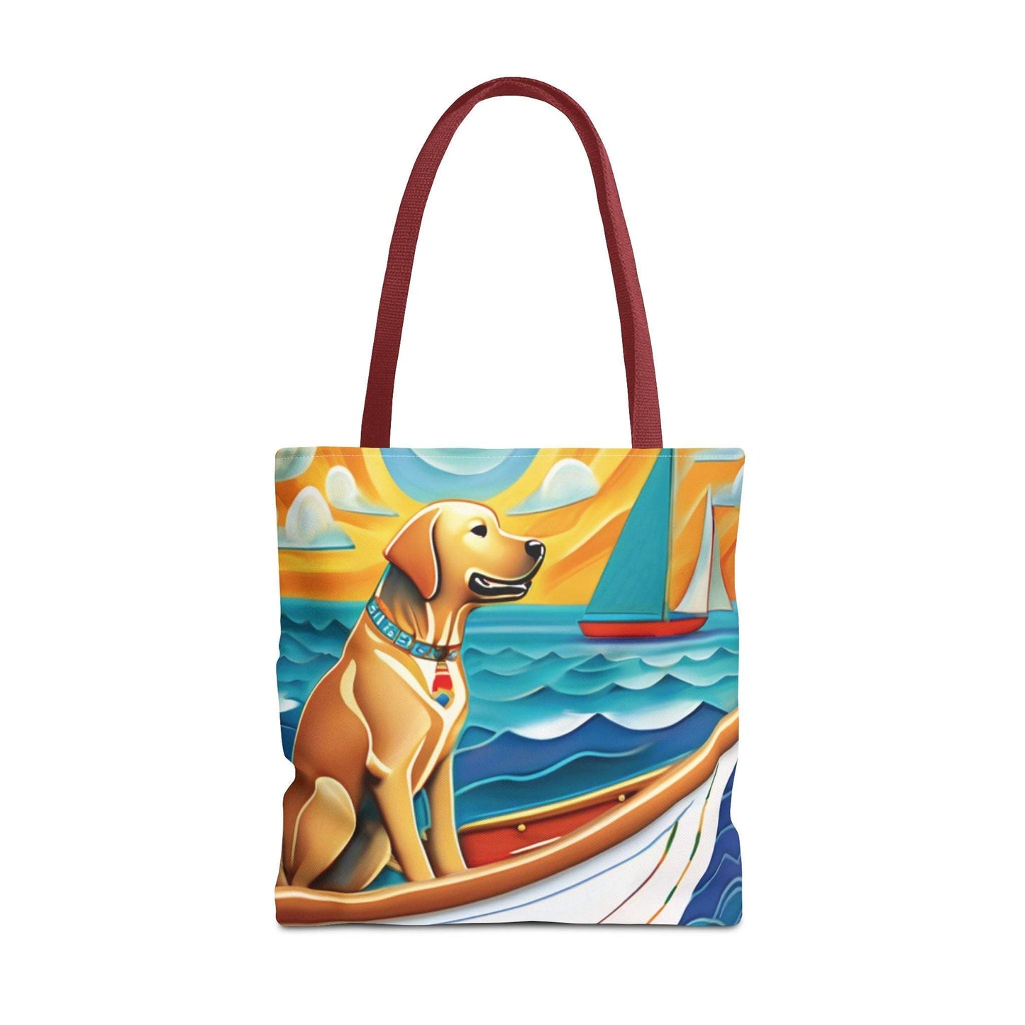 Vibrant Sailing Dog Tote Bag with cheerful design, perfect for pet lovers and outdoor enthusiasts.