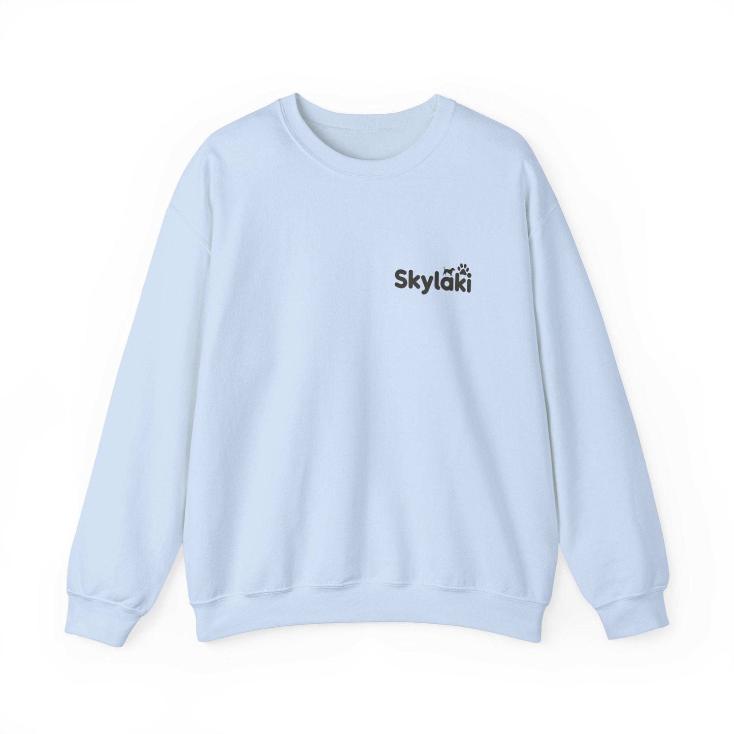Skylaki Unisex Heavy Blend™ Crewneck Sweatshirt in light blue, showcasing cozy casual wear with soft cotton-polyester fabric.