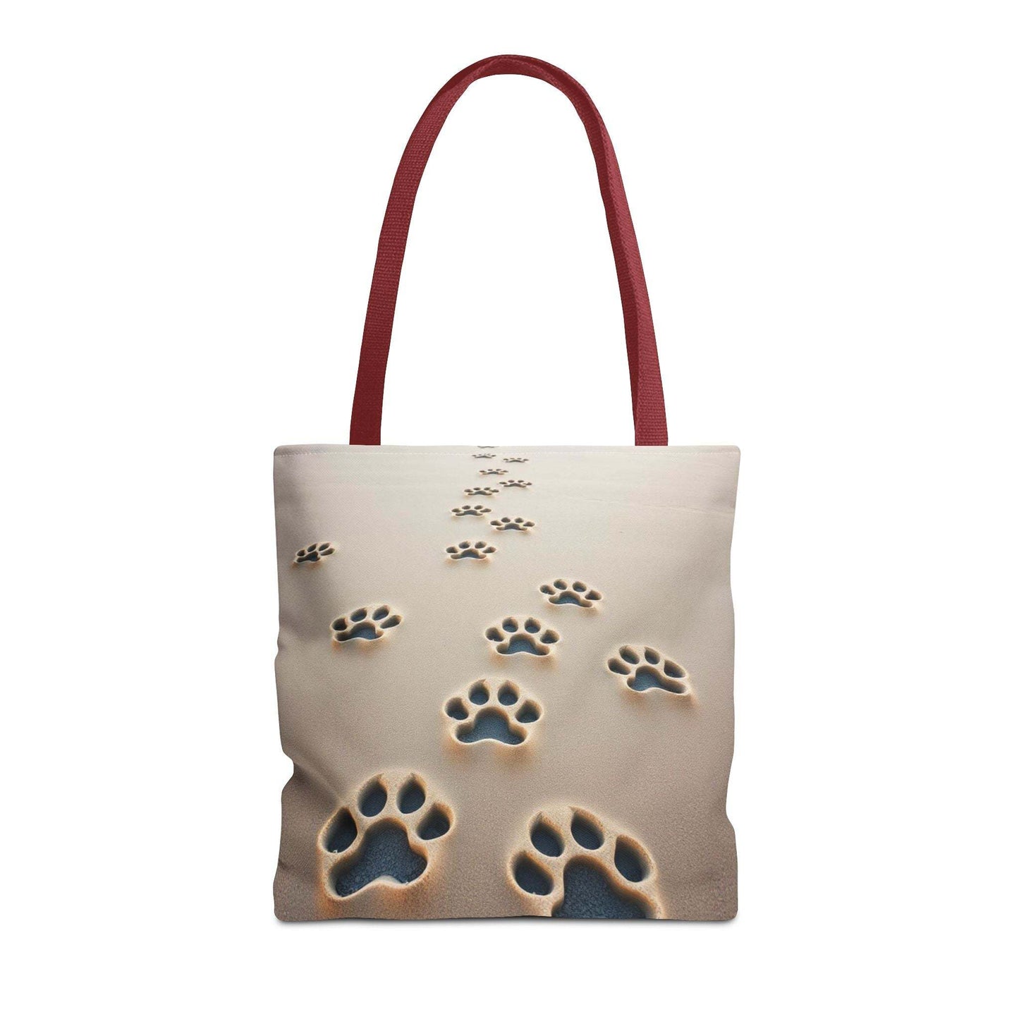 Paw Print Tote Bag with red handles and paw print design, perfect for pet lovers.