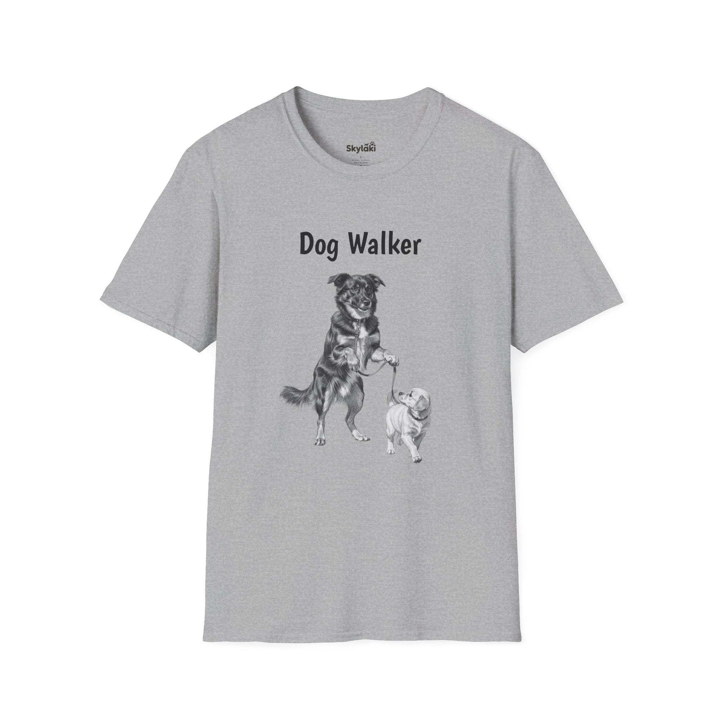 Dog Walker T‑Shirt – Cute Black & White Dog Illustration Tee