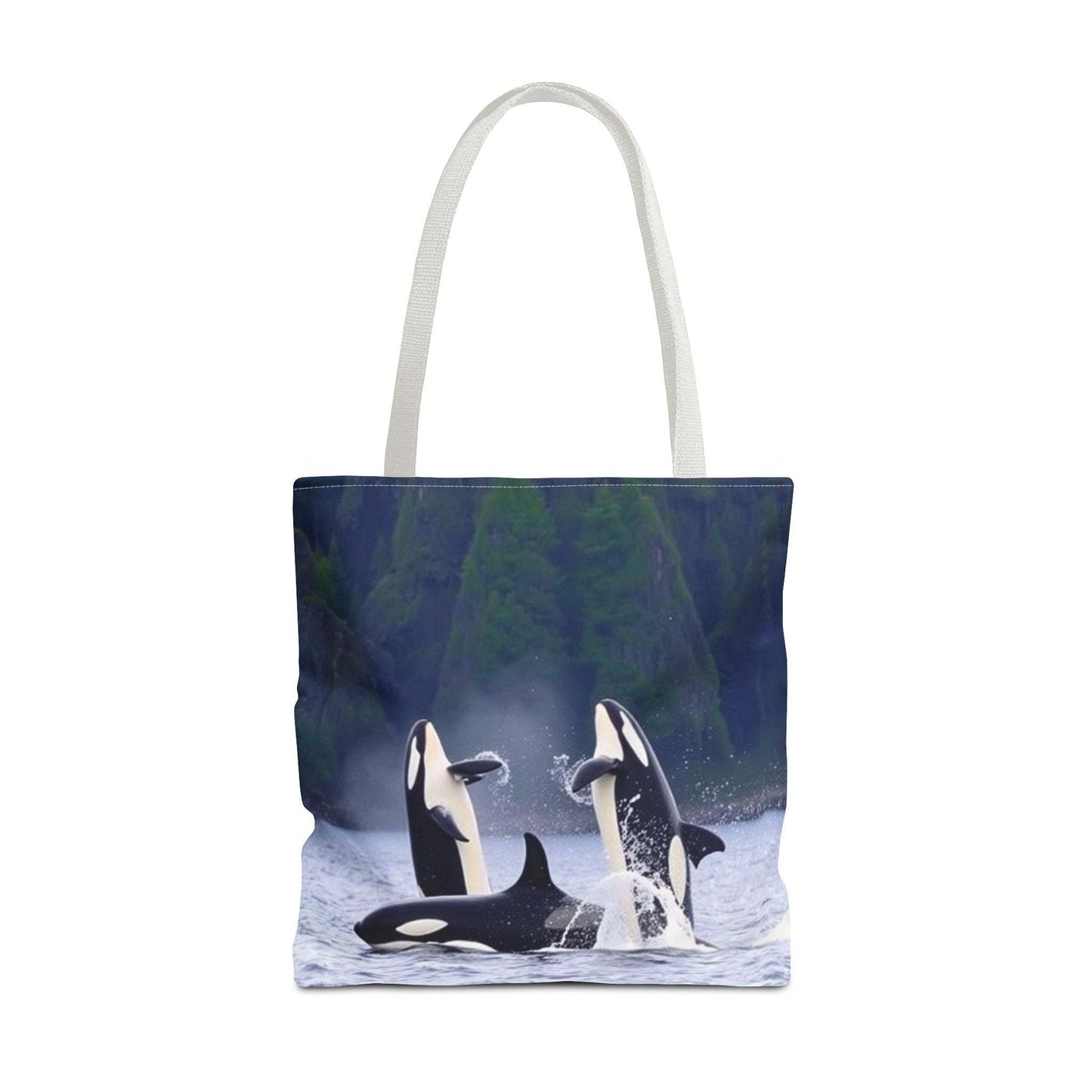 Eco-friendly shopping bag with orca whale design, spacious everyday tote for wildlife lovers.