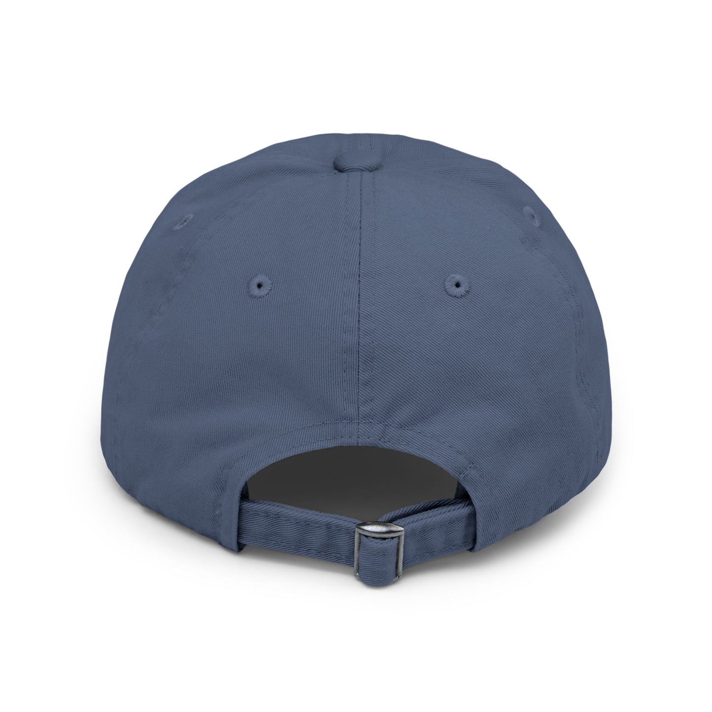 Distressed baseball cap with adjustable strap and vintage look, ideal for dog lovers.