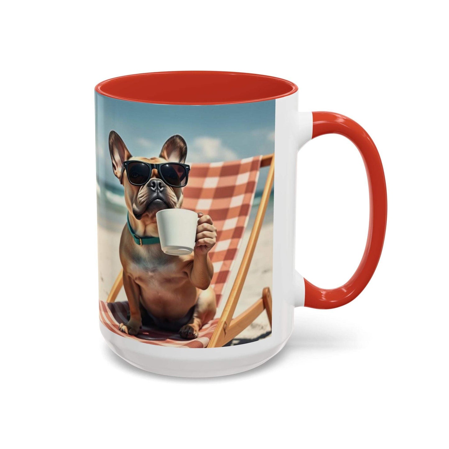Beach Dog Accent Coffee Mug with playful design and vibrant colors, perfect for pet lovers and summer sips.
