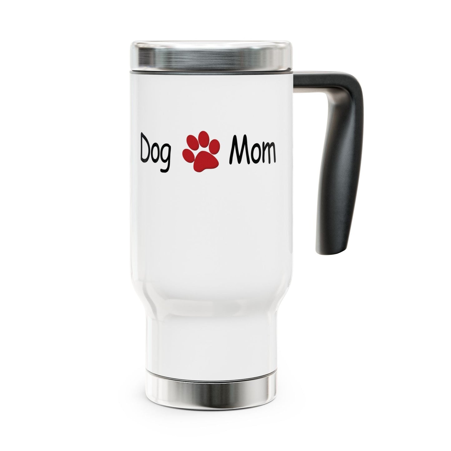 Stainless Steel Travel Mug - Dog Mom Design, 14oz with Handle