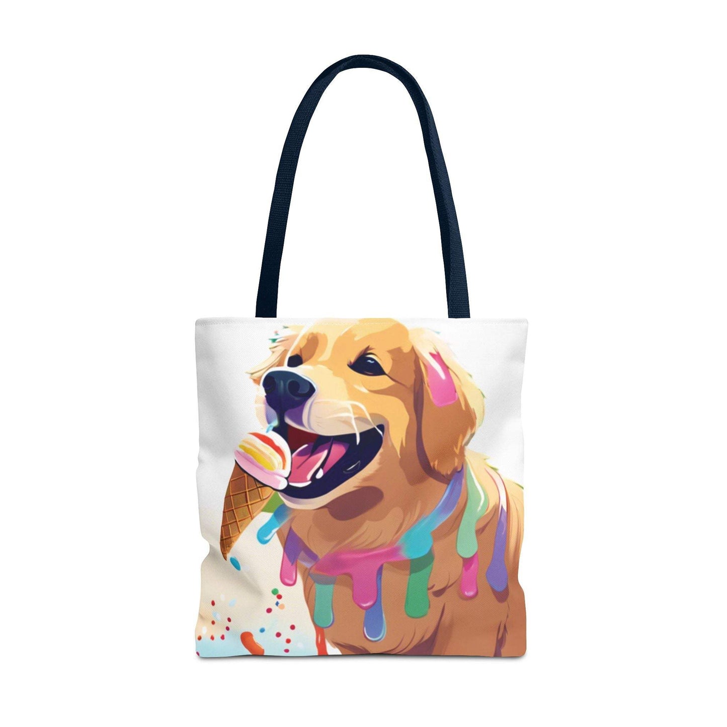 Beach Bag with Ice Cream Pooch Design, perfect for dog lovers, made of durable polyester.