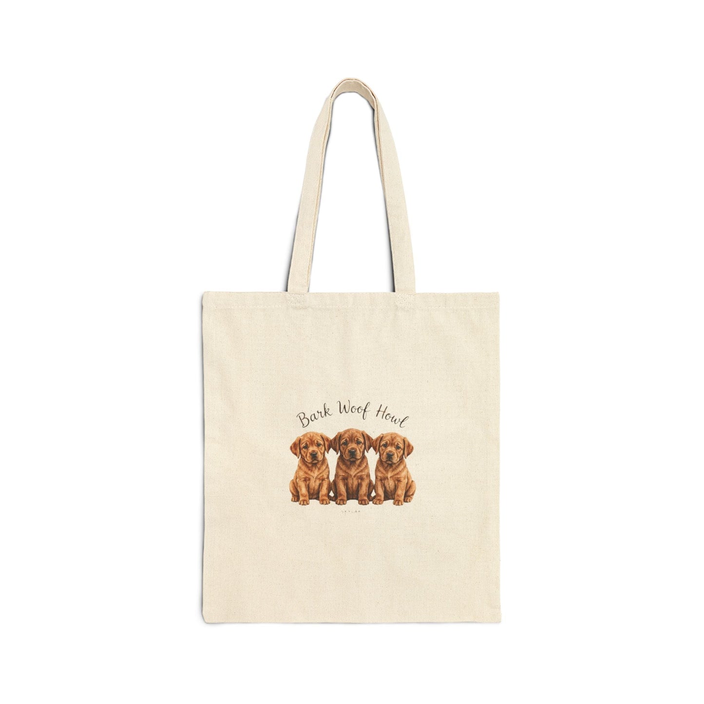 Durable dog canvas tote bag with puppy sketch design by Skylaki