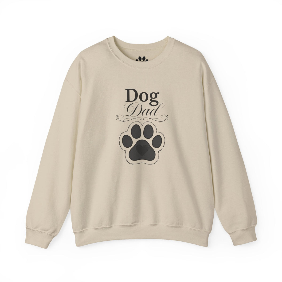 Dog Dad crewneck sweatshirt with embroidered paw and script