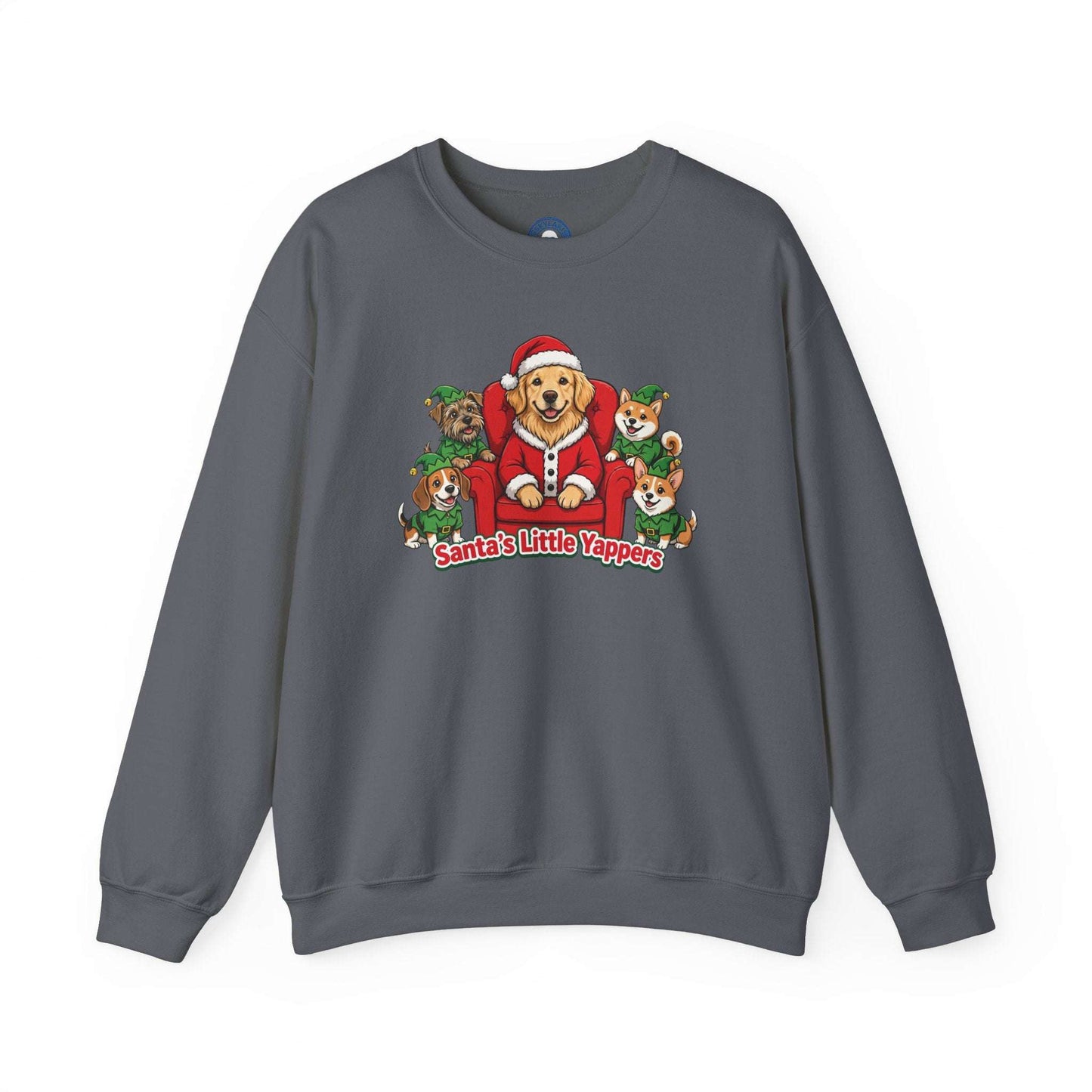 Funny Christmas dog sweatshirt with embroidered golden retriever and corgis