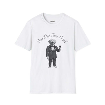 Wine Lover Dog T Shirt — "Fine Wine, Finer Friend" Graphic Tee