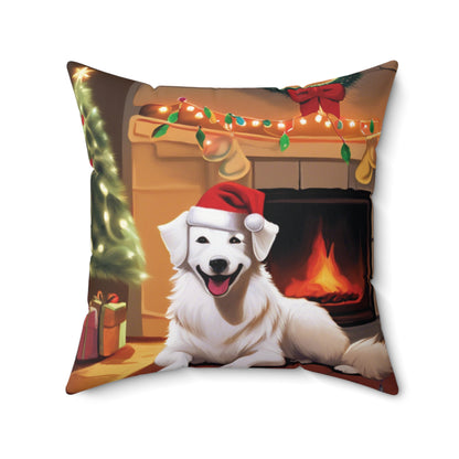 ChristMas Pup Spun Polyester Square Pillow