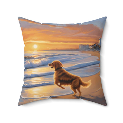 Beach Dog Spun Polyester Square Pillow