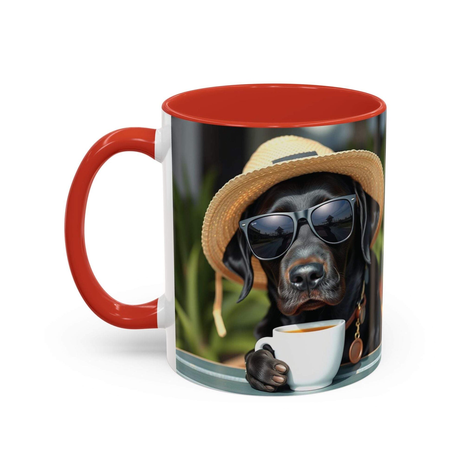 Coffee mug for dog lovers featuring playful dog design, perfect for pet owners, available in 11oz and 15oz sizes.