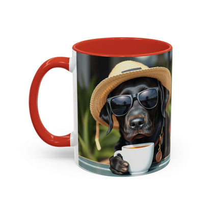 Coffee mug for dog lovers featuring playful dog design, perfect for pet owners, available in 11oz and 15oz sizes.