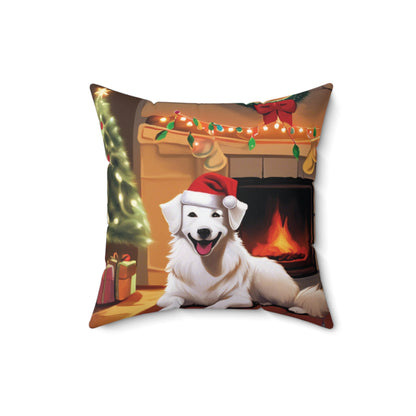 ChristMas Pup Spun Polyester Square Pillow