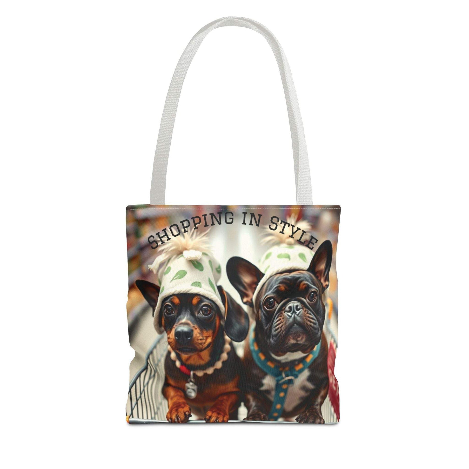 Shopping in Style Tote Bag - Cute Dog Lovers, Reusable Grocery Tote