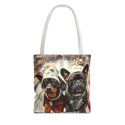Shopping in Style Tote Bag - Cute Dog Lovers, Reusable Grocery Tote
