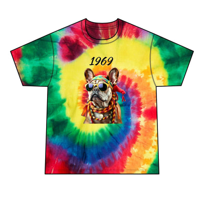 Men's Tie-Dye Tee - Retro Hippie French Bulldog Graphic T-Shirt