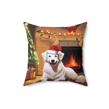 ChristMas Pup Spun Polyester Square Pillow