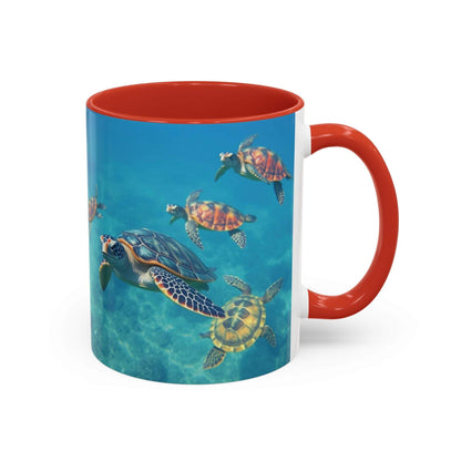 Ocean-Inspired Turtle Accent Coffee Mug in vibrant colors with turtle design.