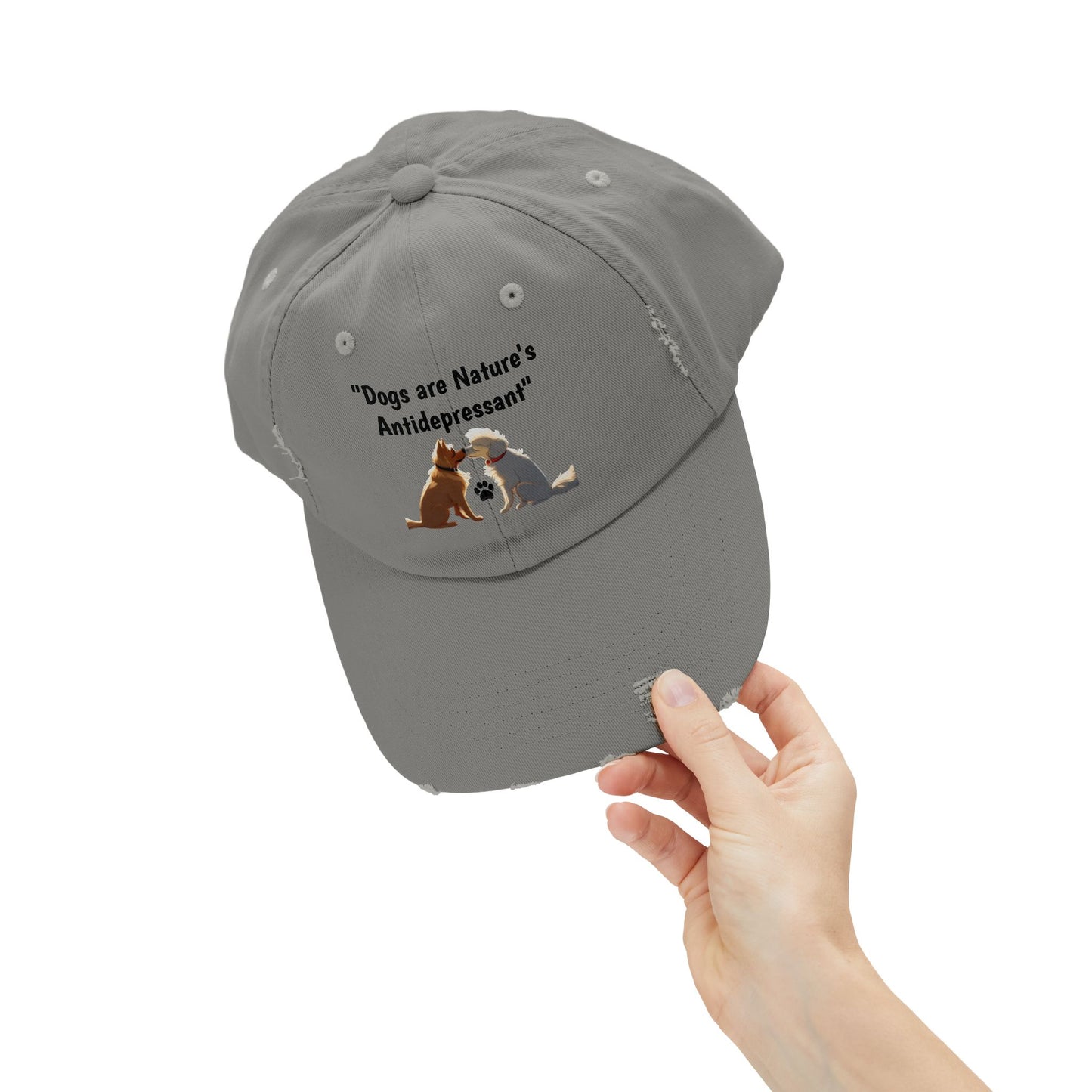 Dogs are Nature's Antidepressant Unisex Distressed Cap