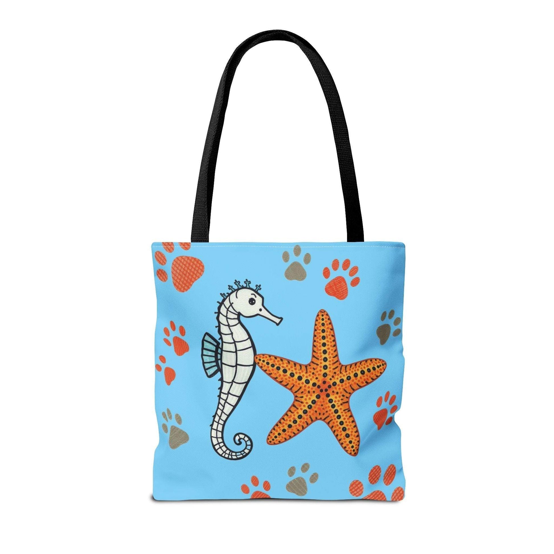 Beach Tote Bag Ocean-Inspired | Seahorse & Starfish Design | Beach Bag