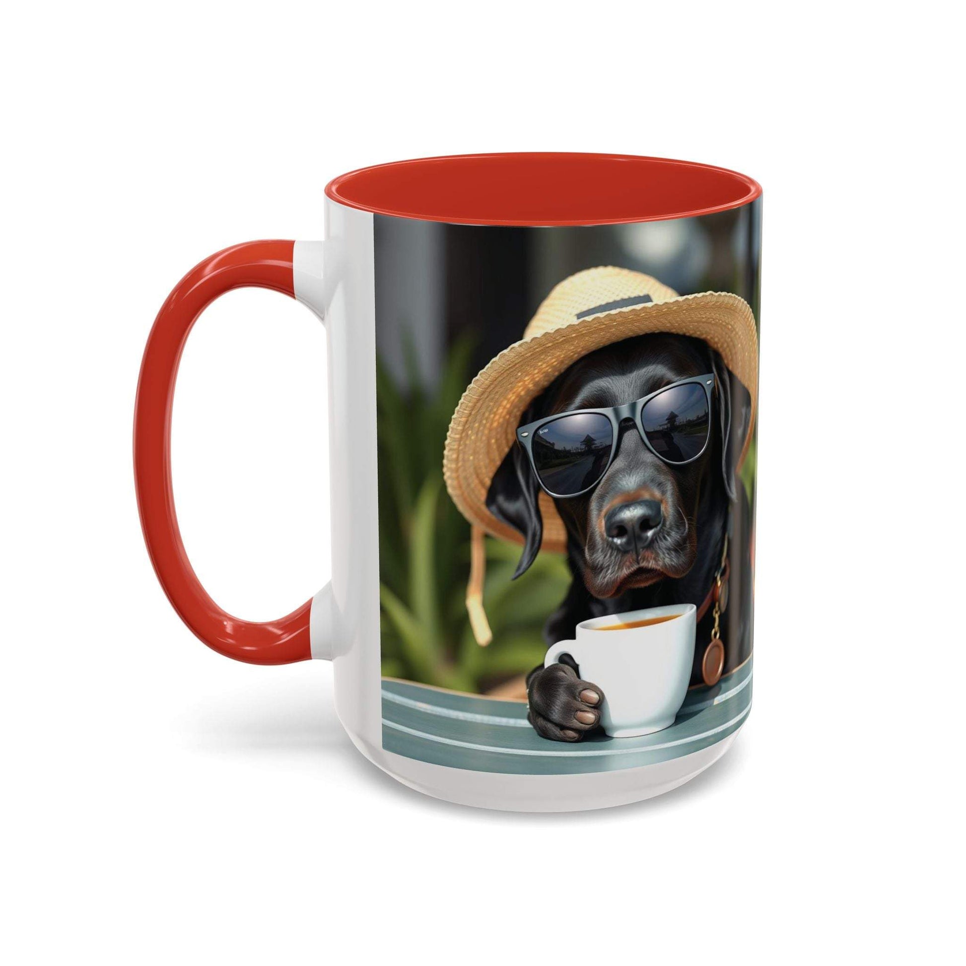 Coffee mug for dog lovers with playful canine design, available in 11oz and 15oz, perfect for pet owners.