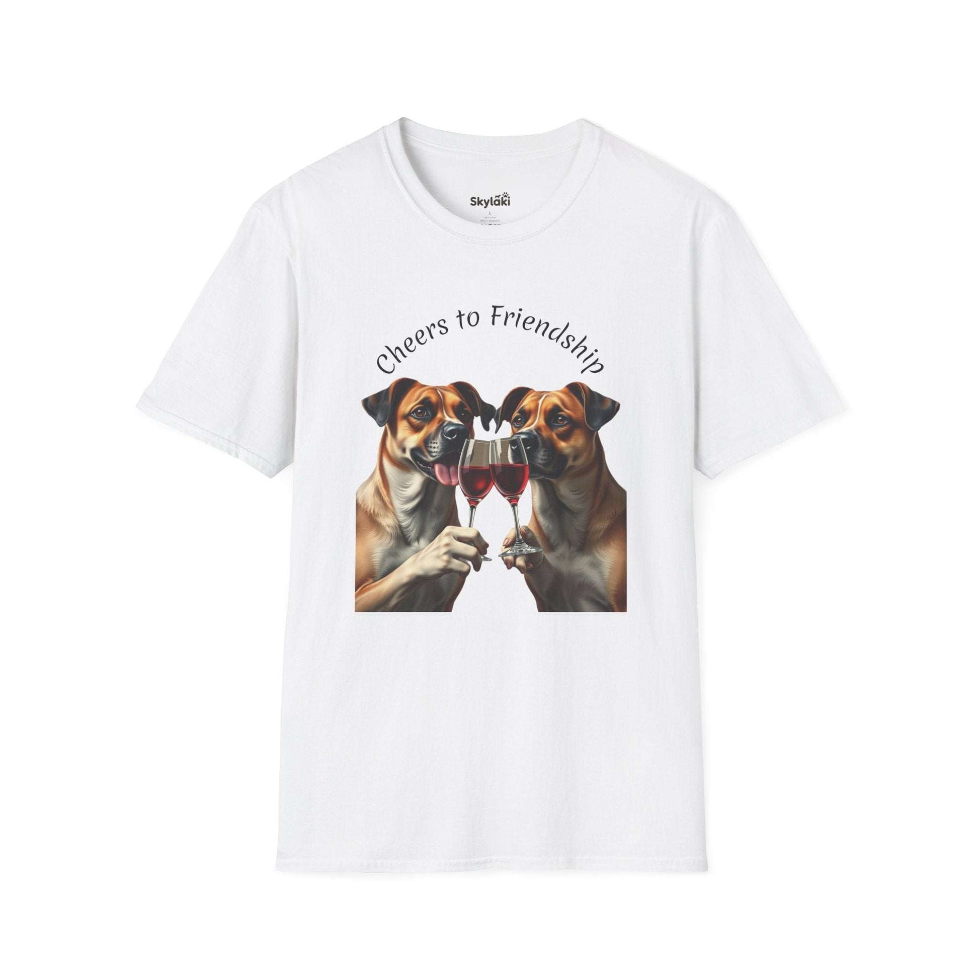Cheers to Friendship Unisex Softstyle T-Shirt crafted from 100% ring-spun cotton