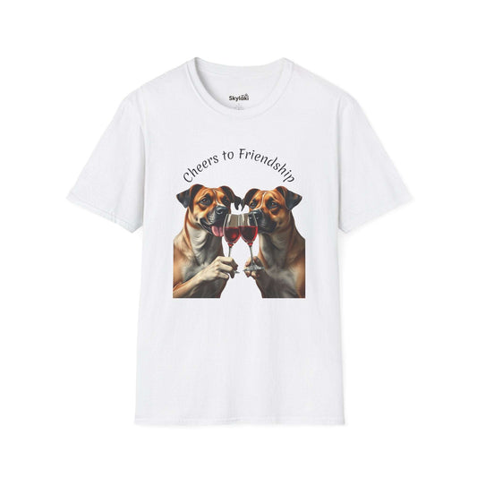 Cheers to Friendship Unisex Softstyle T-Shirt crafted from 100% ring-spun cotton