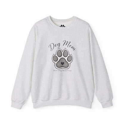 Unisex best dog mom ever sweatshirt with embroidered paw design