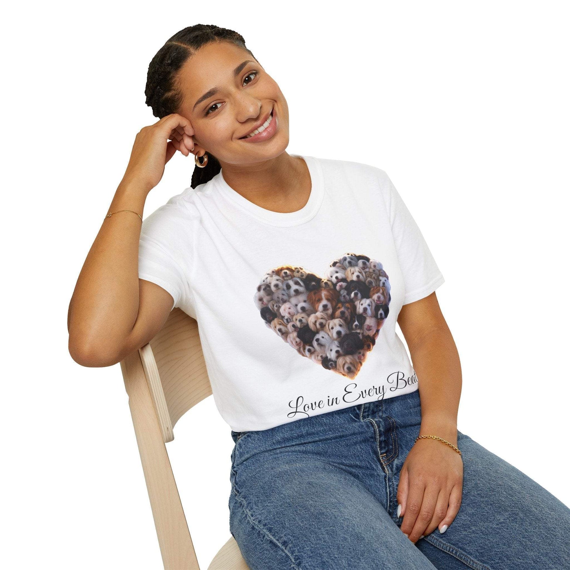 Dog Heart T-Shirt - "Love in Every Beat" Rescue Pet Tee for Dog Lovers