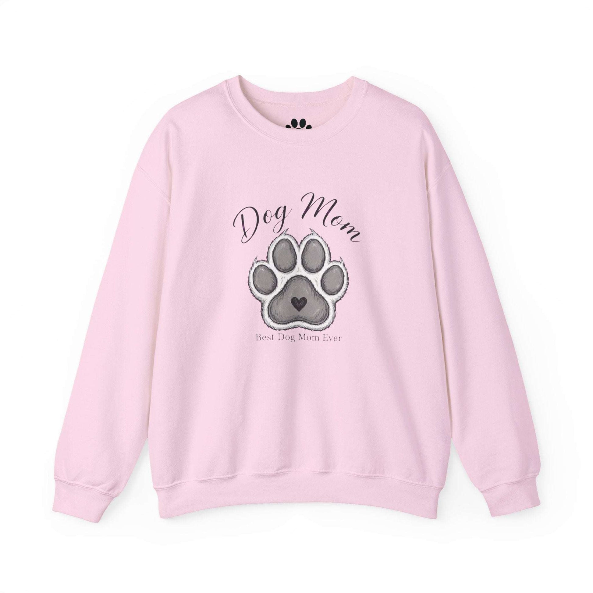 Best Dog Mom Ever unisex sweatshirt with embroidered paw design