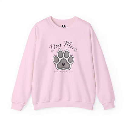Best Dog Mom Ever unisex sweatshirt with embroidered paw design