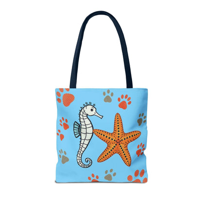 Beach Tote Bag Ocean-Inspired | Seahorse & Starfish Design | Beach Bag