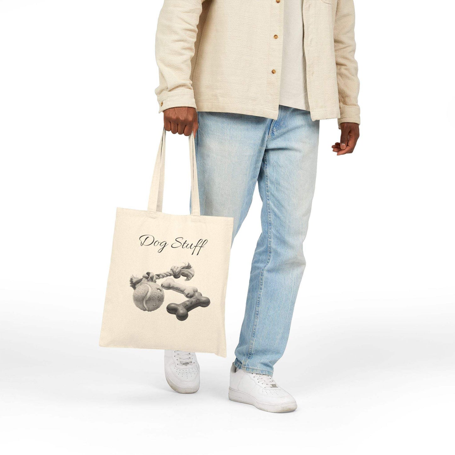 Dog Stuff Tote Bag — Canvas Pet Toy Tote (Dog Lover Gift)